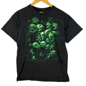 Tennessee River Black Skull Spider Graphic T Shirt Men's Size Medium Y2K